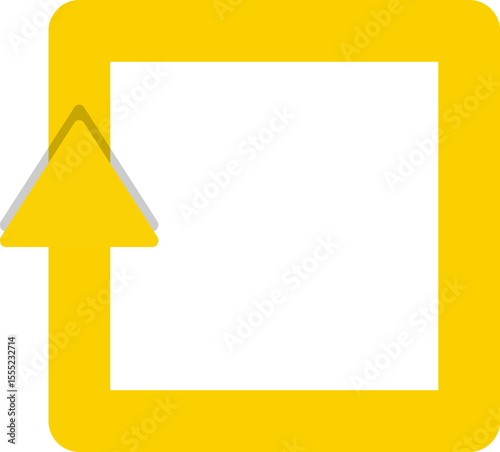 Square shape containing a single arrow and a shadow element to emphasize movement and depth.