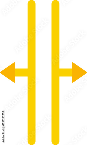 Two parallel lines with arrows pointing outward in opposite directions to indicate divergence or bidirectional flow.