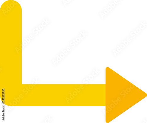 Yellow arrow making a sharp change in direction at a right angle to illustrate an angular shift in movement.