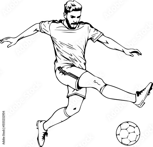 Dynamic Soccer Player Kicking Ball Silhouette

