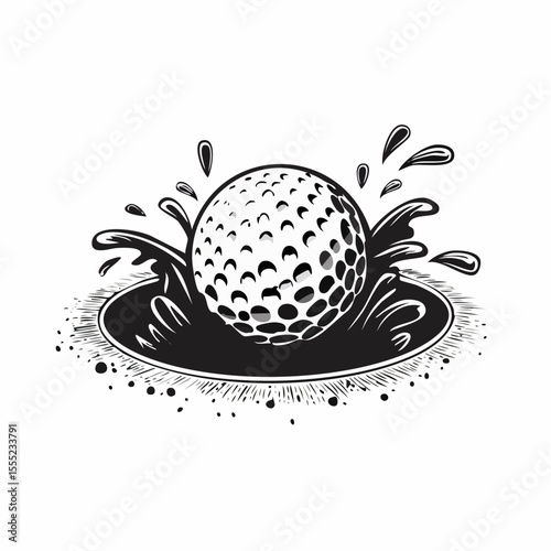 Golf Bunker Shot Images. Golf ball bunker shot sand splash vector isolated on white background.