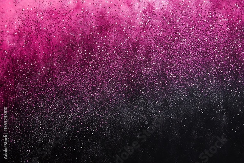 Vibrant pink glitter sparkles fading into a dark black background with a gradient effect
