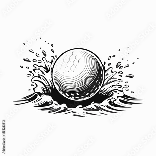 Golf Bunker Shot Images. Golf ball bunker shot sand splash vector isolated on white background.