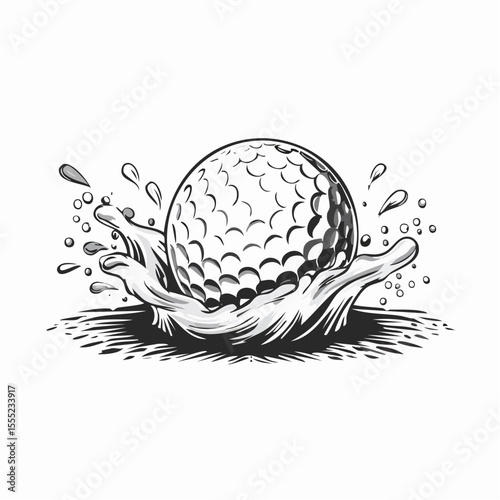 Golf Bunker Shot Images. Golf ball bunker shot sand splash vector isolated on white background.