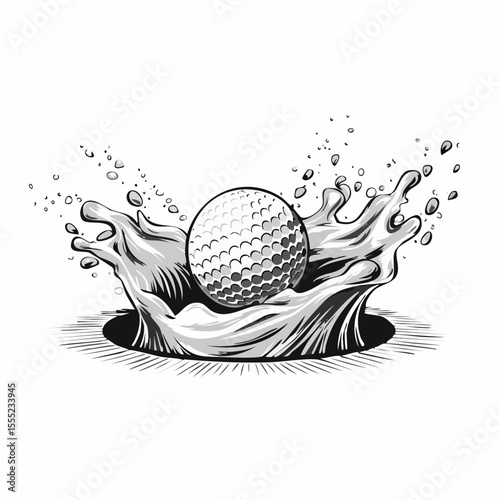 Golf Bunker Shot Images. Golf ball bunker shot sand splash vector isolated on white background.