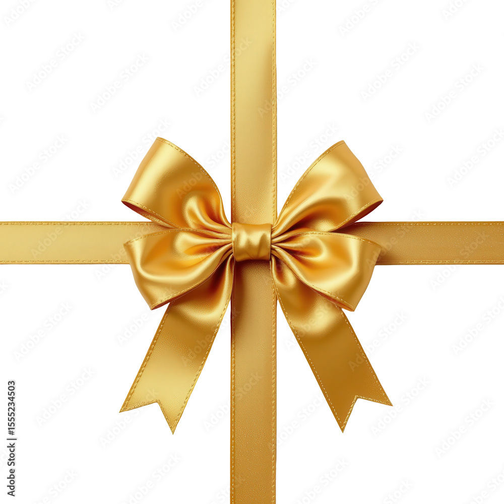 Fototapeta premium Elegant Golden Gift Box with Satin Ribbon Perfect for Celebrations, Events, and Special Occasions