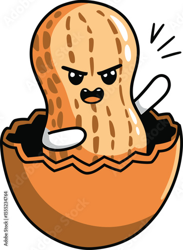 Angry peanut punching air shell