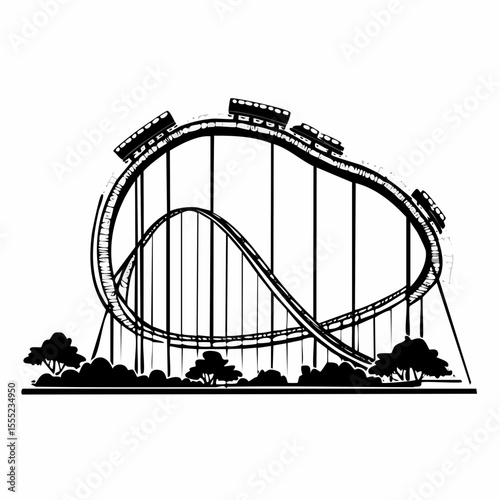 Roller coaster vector image. Roller coaster vector flat minimalistic isolated illustration.