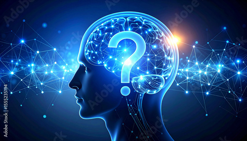 Brain with Question Mark Concept of Intelligence and Thinking. Mental health and problems with memory.