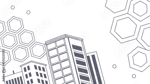 Abstract Cityscape with Geometric Shapes.