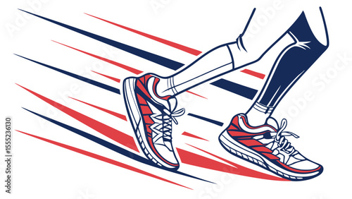 Dynamic Illustration of Running Legs and Athletic Footwear.