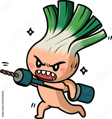 Enraged scallion with drill green white