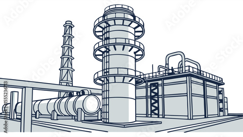 Industrial Plant with Storage Tanks and Towers.