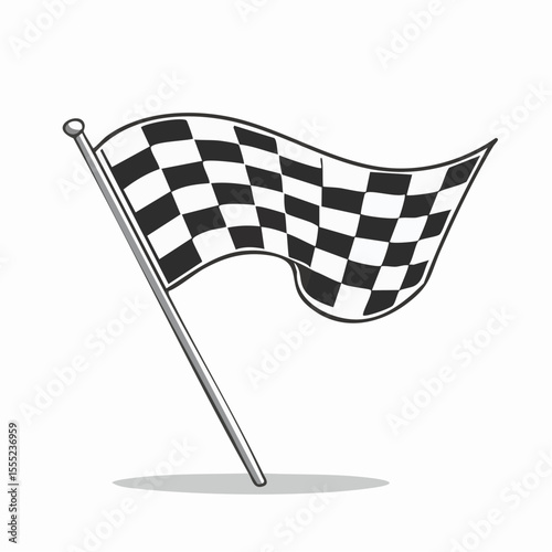 Racing Flag Vector Image. Black and white Racing Flag Vector Image isolated on white background.