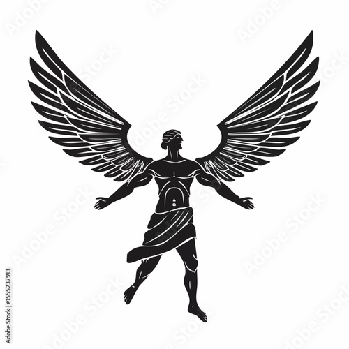 Silhouette Winged Victory Samothrace Vectors and Illustrations isolated on white background.