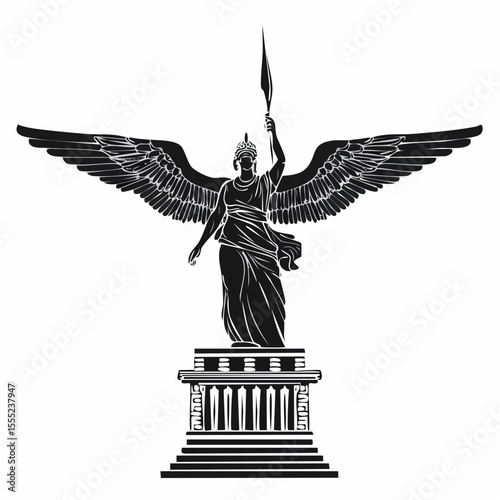 Silhouette Winged Victory Samothrace Vectors and Illustrations isolated on white background.