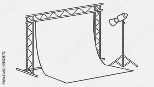 Studio Setup Backdrop Stand Backdrop and Lighting Equipment Illustration.