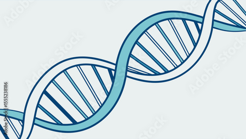 Stylized DNA Double Helix Strand with Blue and White Coloring.