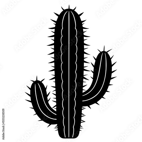 cactus with thorns silhouette 