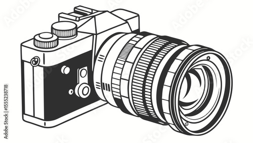Vintage Camera with Detailed Lens Design.