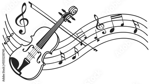 Violin and Musical Notes Design.