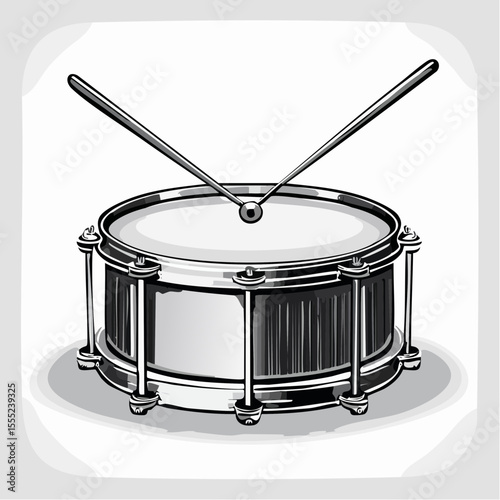 Marching Band Drum Vector. Black and white Marching Band Drum Vector isolated on white background.