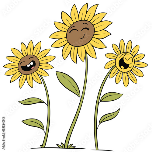 smiling sunflower flower nature animated Sunflower face set happy winking sleepy in a row sunflower flower nature summer yellow laughing mood blossom sun beauty positivity smiley 
