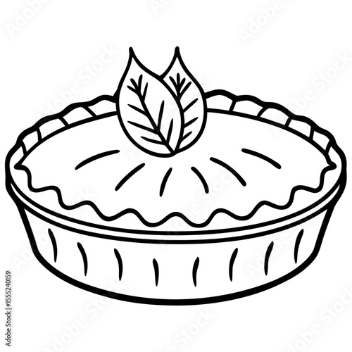 Quiche with leaves , autumn themed, black icon