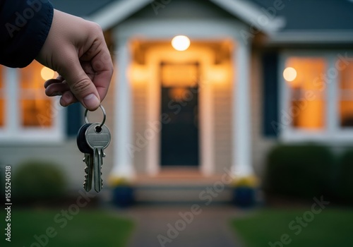 Hand Presents Home Entrance Keys. This image captures a moment of new beginnings and security. It symbolizes a significant investment and fresh start for property owners.