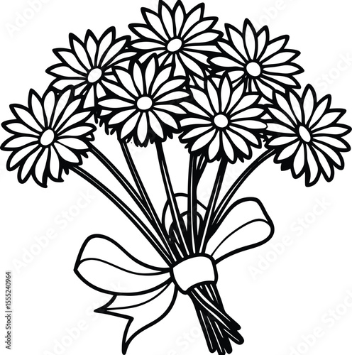 Beautiful bunch of daisies tied with a decorative ribbon perfect for floral arrangements and spring celebrations isolated on white background isolated on transparent background