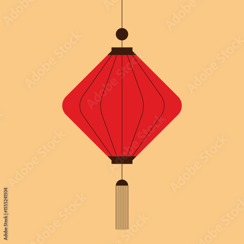 Chinese red festive lantern. lantern festival or mid autumn festival. Vector illustration.