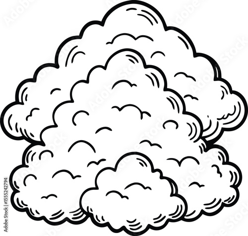 A serene sky filled with numerous fluffy cumulus clouds creating a peaceful atmospheric scene isolated on white background isolated on transparent background