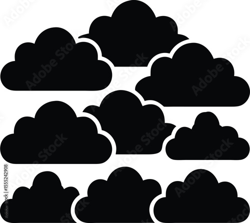 Beautiful sky filled with fluffy cumulus clouds creating a peaceful and serene atmospheric scene for design isolated on white background isolated on transparent background