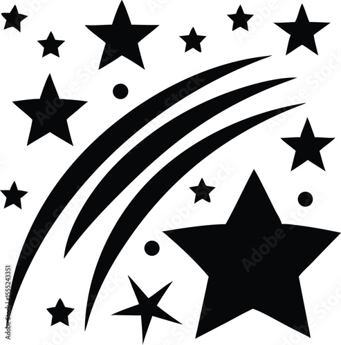 Vibrant night sky with glowing stars connecting constellation lines and a shooting star streaking across the celestial expanse isolated on white background isolated on transparent background