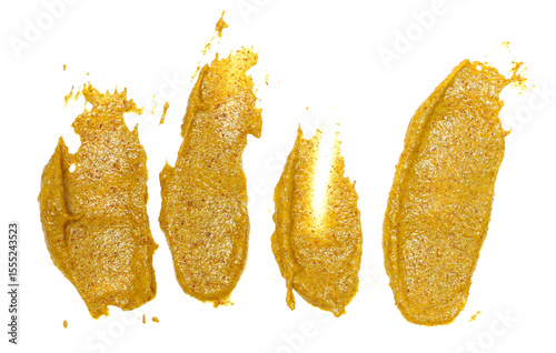 Papier peint Set mustard sauce, spread isolated on white background, top view
