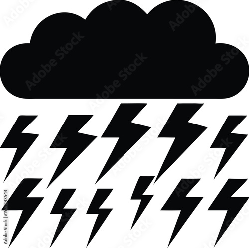 Dramatic stormy sky with bright lightning bolts striking down through scattered dark clouds evoking power and nature s fury isolated on white background isolated on transparent background