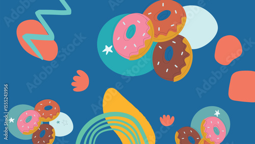 Baguette and pretzel bread icon background