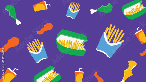 Fried chicken and snack icons background