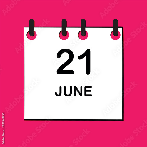 June 21. Daily Calendar icon for design. Simple design for business brochure, flyer, print media, advertisement. Easily editable.