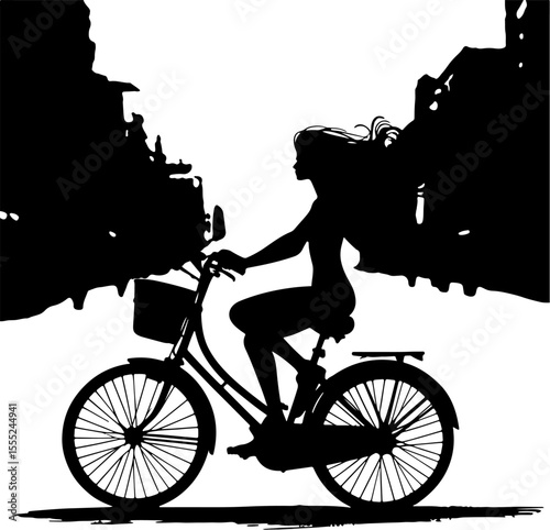 silhouette of a cyclist on a bicycle
