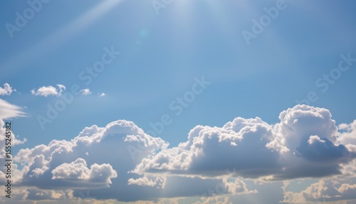 clouds and blue sky position your subject at the bottom of this image with plenty of copy space at the top for text overlays, the pastel style and crystal blue tones create a serene atmosphere