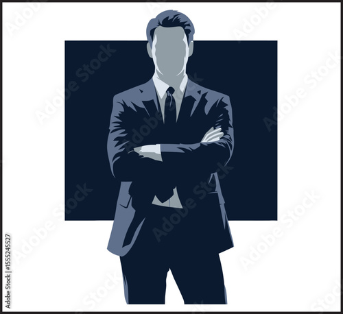Professional Businessman in Suit - Confident Corporate Executive and Business Leadership Vector Icon