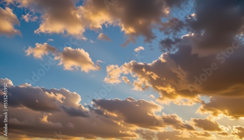 create a digital artwork of a sky filled with changing clouds on the right side, with ample copy space on the left for text overlay