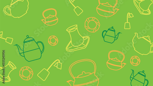 Teapot and Teacup Icons Background