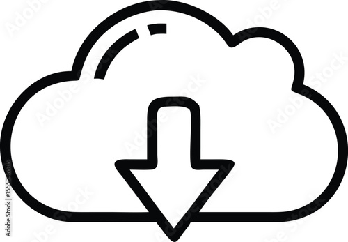 Cloud computing and data transfer icons illustrate internet technology with arrows for upload and download