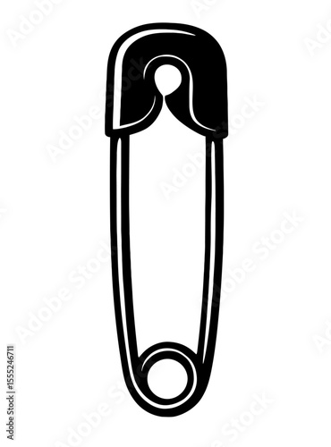 Versatile Black and White Safety Pin Icon - Fastening and Accessory Vector