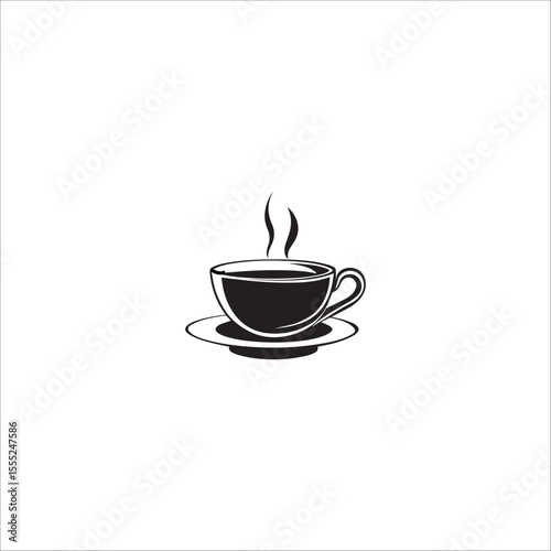 a stylish double-walled cup sits on a thin saucer with a steaming drink