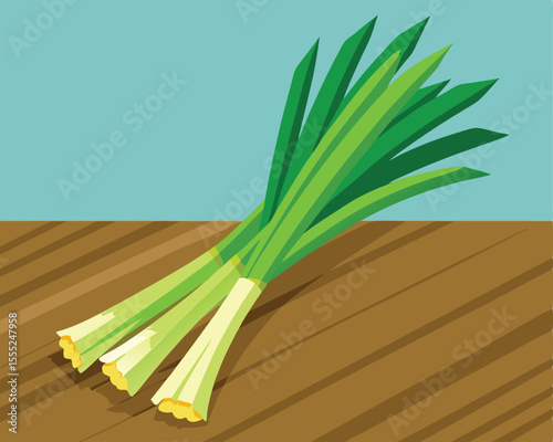 Fresh lemongrass stalks with vibrant green leaves vector art design 