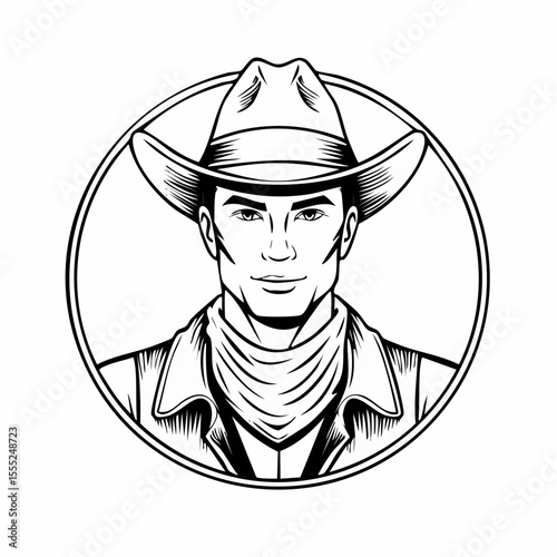 Cowboy Gun Image. Confident Cowboy Image Vector Isolated on white background.