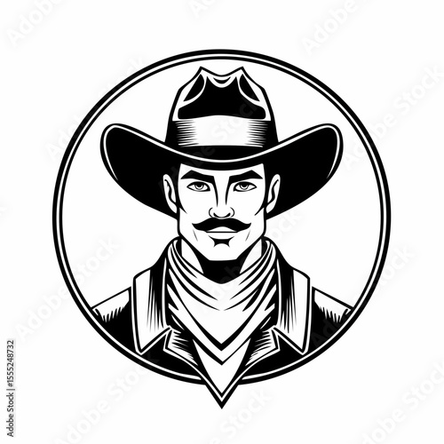 Cowboy Gun Image. Confident Cowboy Image Vector Isolated on white background.